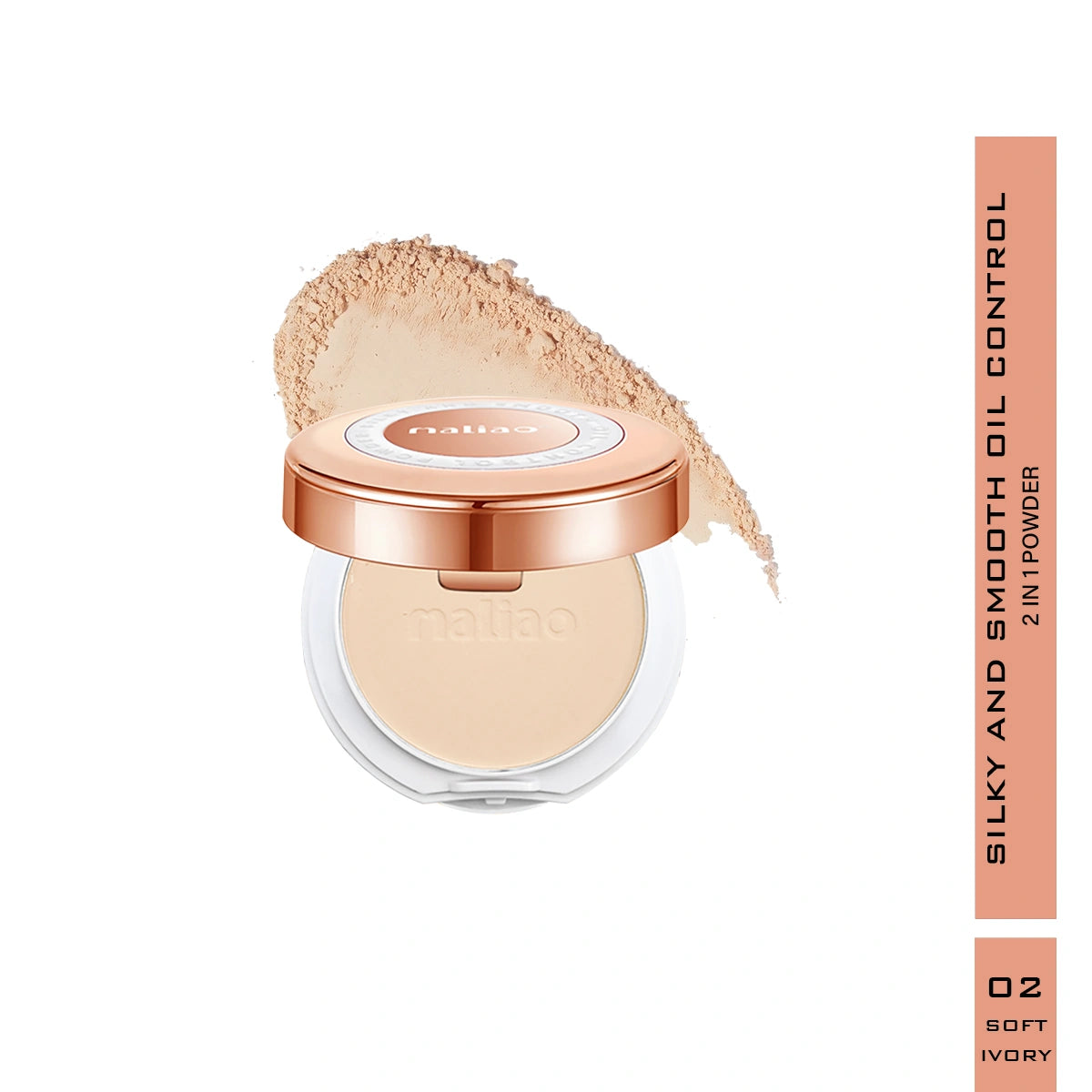 Maliao Silky Smooth Oil Control Compact Powder - 2-in-1 Formula for Perfect Coverage & All-Day Radiance
